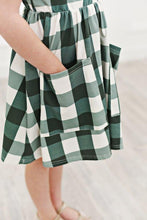 Load image into Gallery viewer, Green Check Twirl Dress