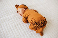 Load image into Gallery viewer, Ruffle 2 Way Zip Romper - Cognac