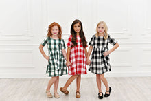 Load image into Gallery viewer, Green Check Twirl Dress