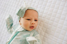 Load image into Gallery viewer, Ruffle 2 Way Zip Romper - Marbled Aquamarine