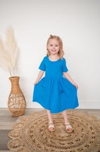 Load image into Gallery viewer, Poolside Blue Twirl Dress