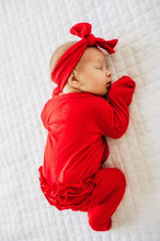 Load image into Gallery viewer, Ruffle 2 Way Zip Romper - Ribbed Red