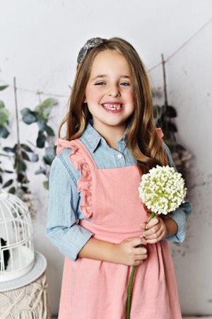 Girls' Ruffle Pinafore - Salmon Pink