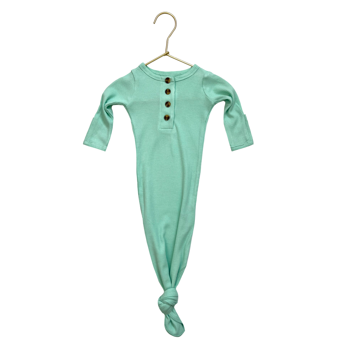 Knotted Baby Gown Waffle Mint Presley Couture