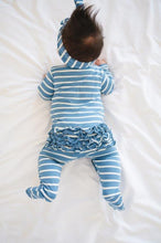 Load image into Gallery viewer, Ruffle 2 Way Zip Romper - Striped Blue