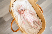 Load image into Gallery viewer, Ruffle 2 Way Zip Romper - Cream &amp; Pink Stripes