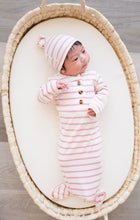 Load image into Gallery viewer, Knotted Baby Gown - Cream &amp; Pink Stripes