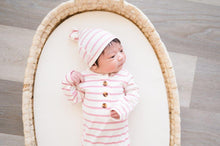 Load image into Gallery viewer, Knotted Baby Gown - Cream &amp; Pink Stripes