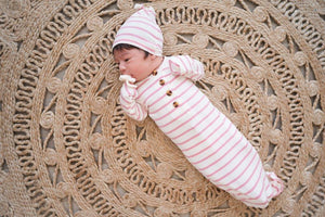 Knotted Baby Gown - Cream & Pink Stripes