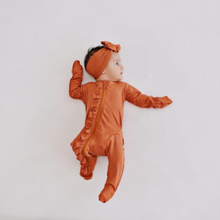 Load image into Gallery viewer, Ruffle 2 Way Zip Romper - Ribbed Rust