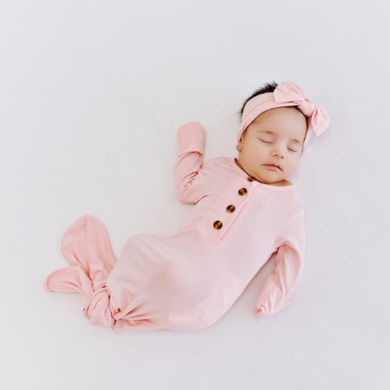 Knotted Baby Gown - Baby Pink