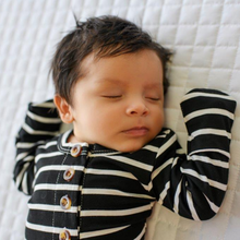Load image into Gallery viewer, Knotted Baby Gown - Black &amp; White Stripe