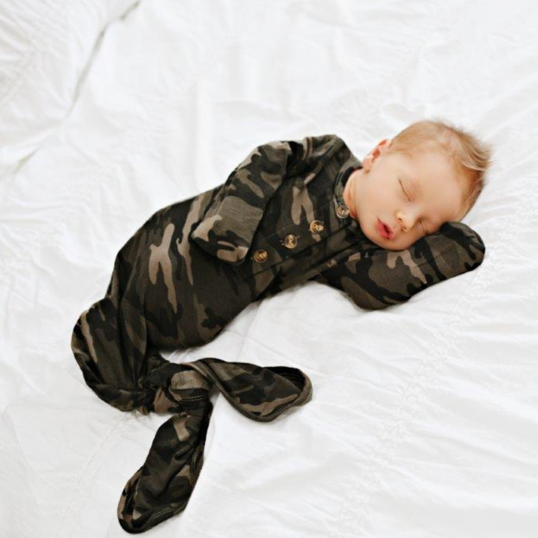 camo infant dress Knotted Baby Gown