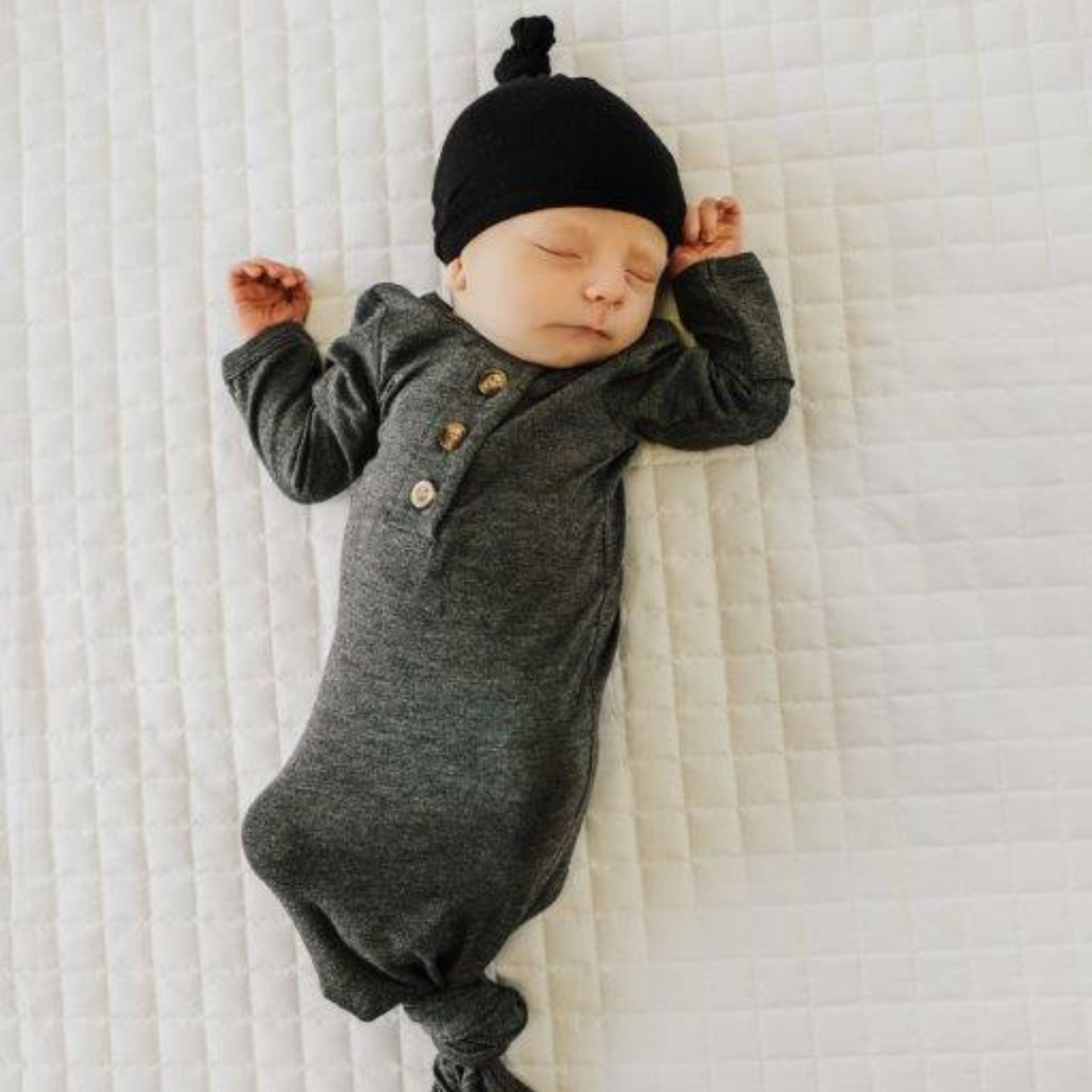 Knotted Baby Gown - Charcoal