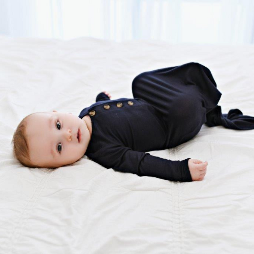 Knotted Baby Gown - Dark Navy