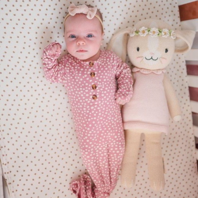 Knotted Baby Gown - Dotted Roseberry