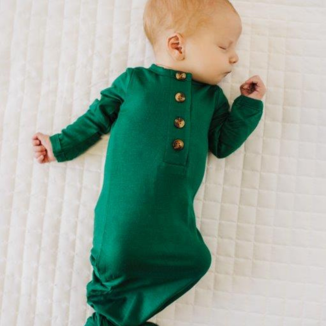Knotted Baby Gown - Emerald Green