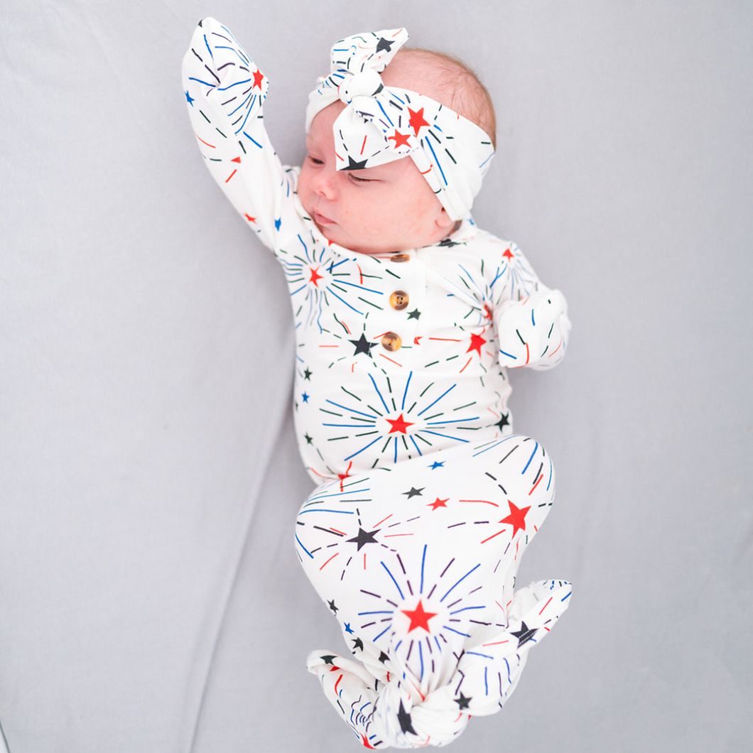 Knotted Baby Gown - Fireworks