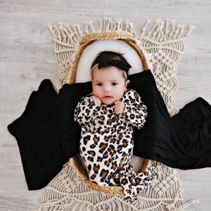 Knotted Baby Gown - Leopard