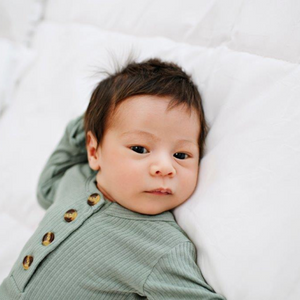 Knotted Baby Gown - Ribbed Evergreen
