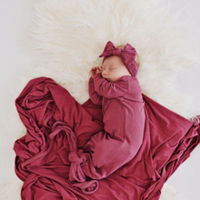 Load image into Gallery viewer, Knotted Baby Gown - Ribbed Mauve