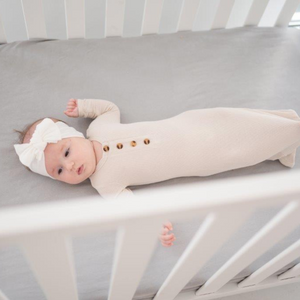 Knotted Baby Gown - Ribbed Oatmeal