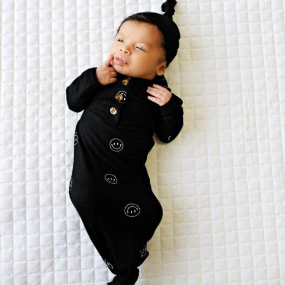 Knotted Baby Gown Smiley Face Presley Couture