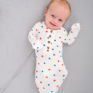 Knotted Baby Gown - Star Spangled