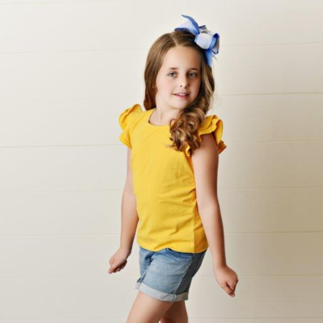 mustard ruffle top