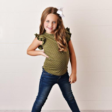Load image into Gallery viewer, Flutter Sleeve Tee - Olive Polka Dot