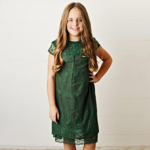 Girls' Emerald Green Lace Dress | Presley Couture 9/10 Girls' Emerald Green Lace Dress | Presley Couture 9/10