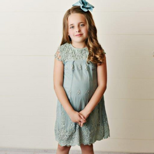 Girls' Sage Green Lace Eyelet Dress | Presley Couture 3/4T Girls' Sage Green Lace Eyelet Dress | Presley Couture 3/4T