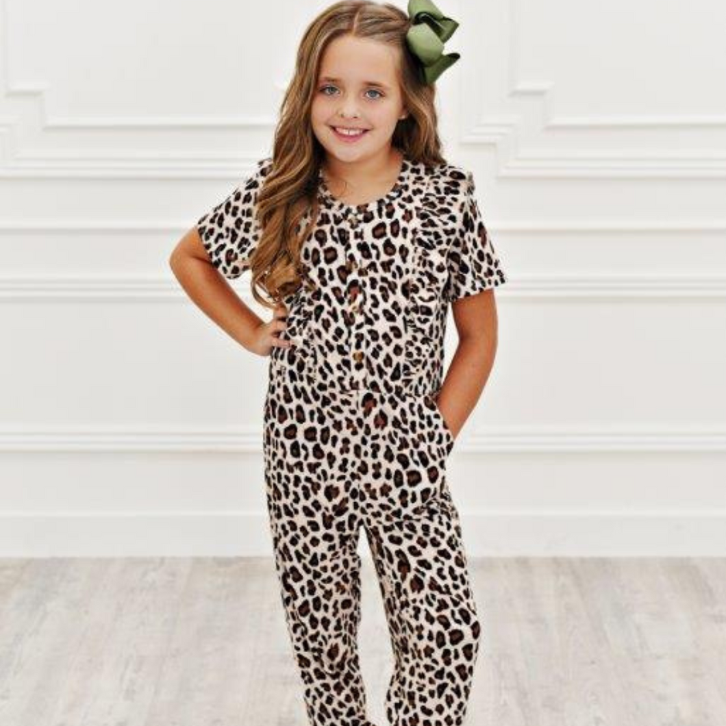 Kids leopard top print jumpsuit