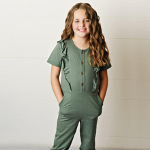 Load image into Gallery viewer, Ruffle Pocket Jumpsuit - Sage
