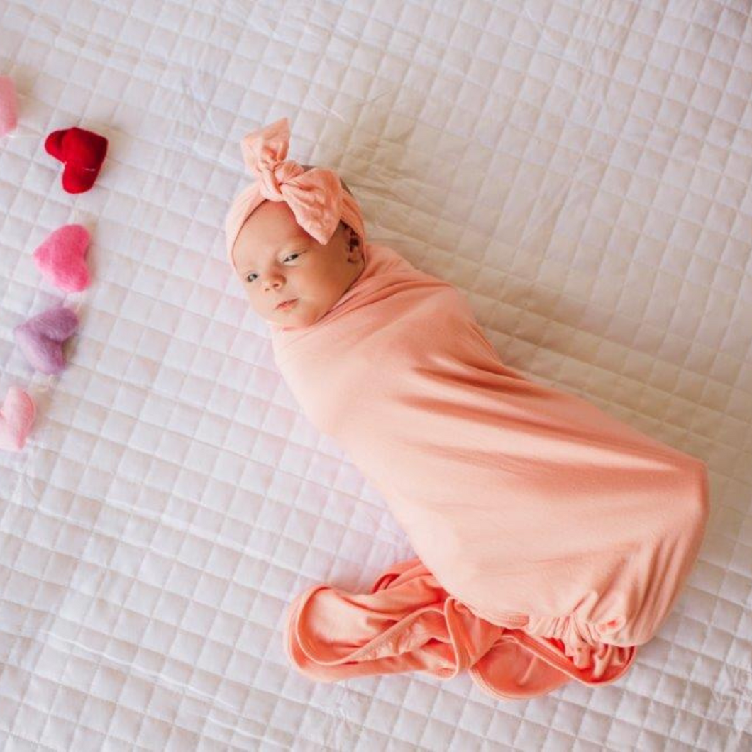 Peach Pale Pink Baby Swaddle Blanket Presley Couture