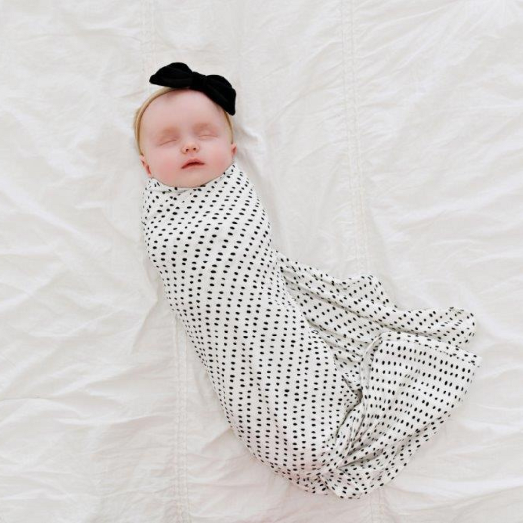 White Black Polka Dot Baby Swaddle Blanket Presley Couture