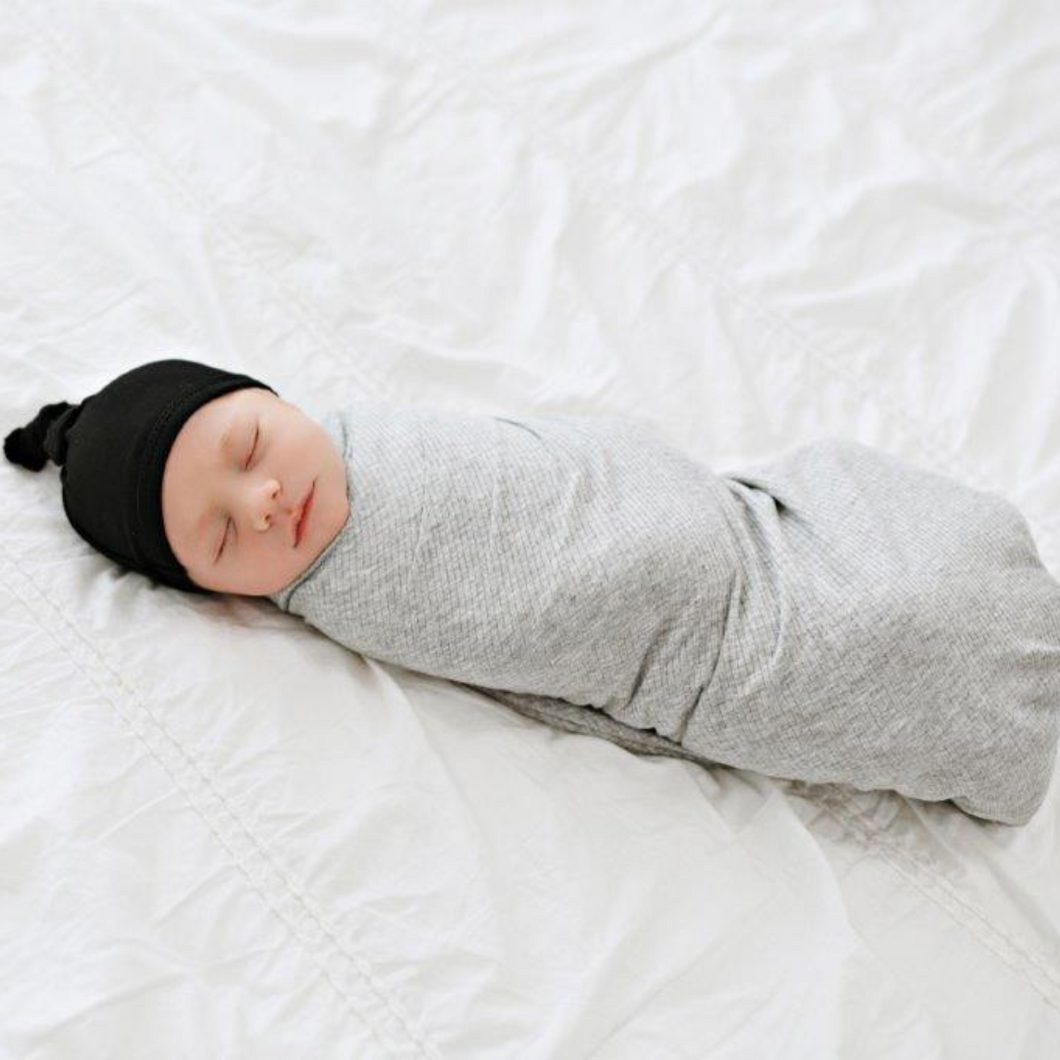 Ribbed Heathered Gray Baby Swaddle Blanket Presley Couture
