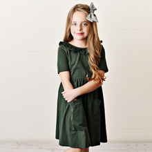 Load image into Gallery viewer, Army Green Ruffle Twirl Dress