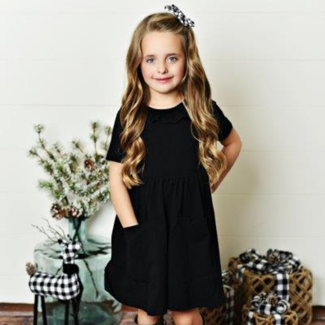 Black Ruffle Twirl Dress For Girls & Toddlers | Presley Couture 12/18 Black Ruffle Twirl Dress For Girls & Toddlers | Presley Couture 12/18