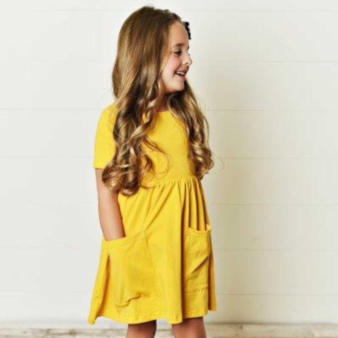 Mustard Yellow Twirl Dress for Girls & Toddlers