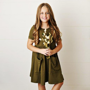 Olive Twirl Dress For Girls & Toddlers | Presley Couture 9/10 Olive Twirl Dress For Girls & Toddlers | Presley Couture 9/10