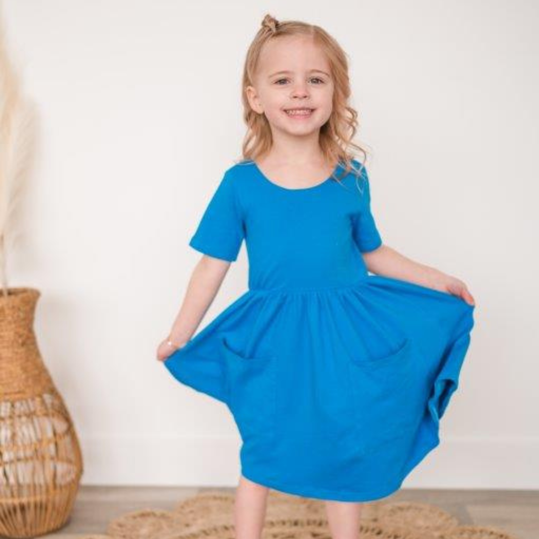 Poolside Blue Twirl Dress For Girls & Toddlers | Presley Couture 18/24
