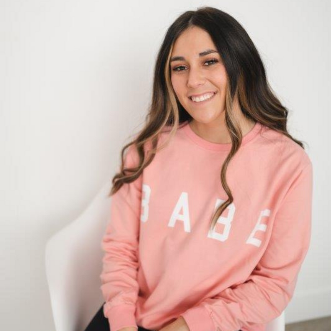Pink babe sweatshirt hotsell