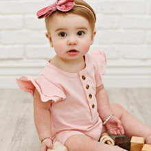 Load image into Gallery viewer, Baby Flutter Sleeve Romper - Light Pink