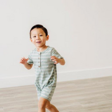 Load image into Gallery viewer, Baby Romper - Striped Seafoam