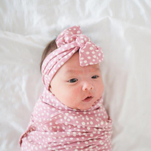 Load image into Gallery viewer, Bow Headband - Dotted Roseberry