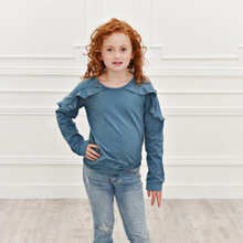 Load image into Gallery viewer, Long Sleeve Double Ruffle - Marine Blue