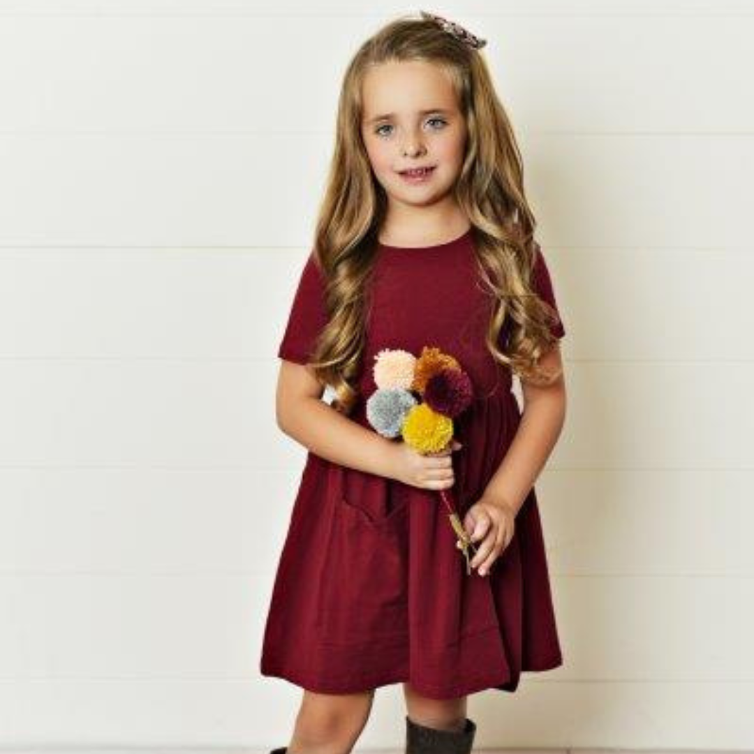 Maroon Twirl Dress For Girls & Toddlers | Presley Couture