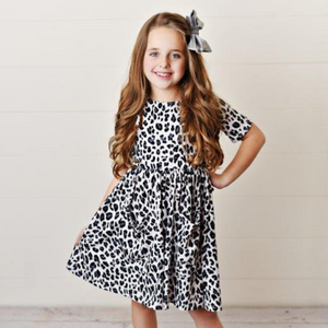 Snow Leopard Twirl Dress For Girls Toddlers Presley Couture