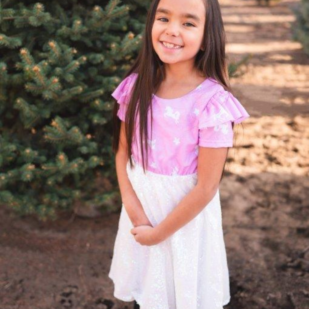 Girls' Unicorn Sequin Twirl Dress